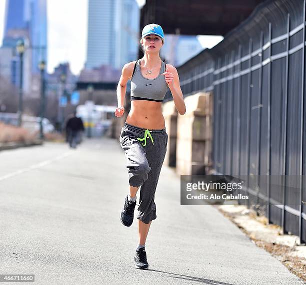 Elena Kurnosova is seen along the West Side Highway on March 18, 2015 in New York City.