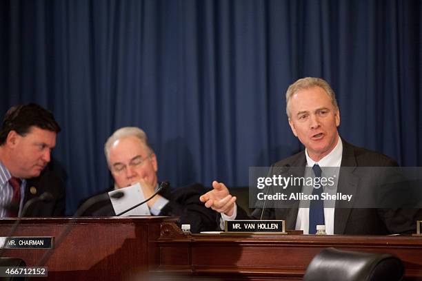 Ranking committee member Rep. Chris Van Hollen speaks during a U.S. House Budget Committee markup on the Concurrent Resolution on the Budget for FY...