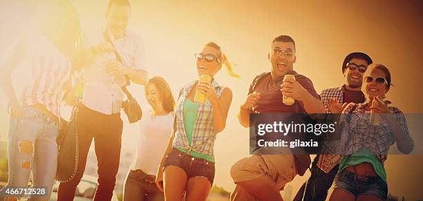 friends having fun. - blank can stockfoto's en -beelden