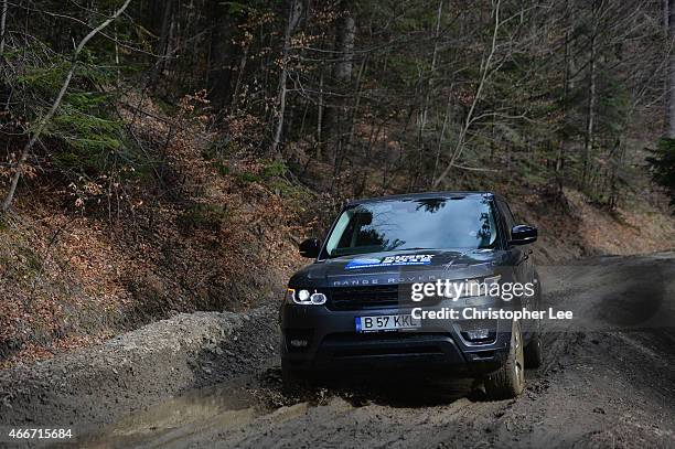 The Range Rover Sport in action during Land Rover's Least Driven Path as part of the Rugby World Cup Trophy Tour in partnership with Land Rover and...