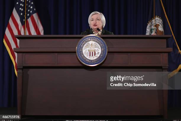 Federal Reserve Bank Chair Janet Yellen arrives for a news conference following a meeting of the Federal Open Market Committee at the Fed...