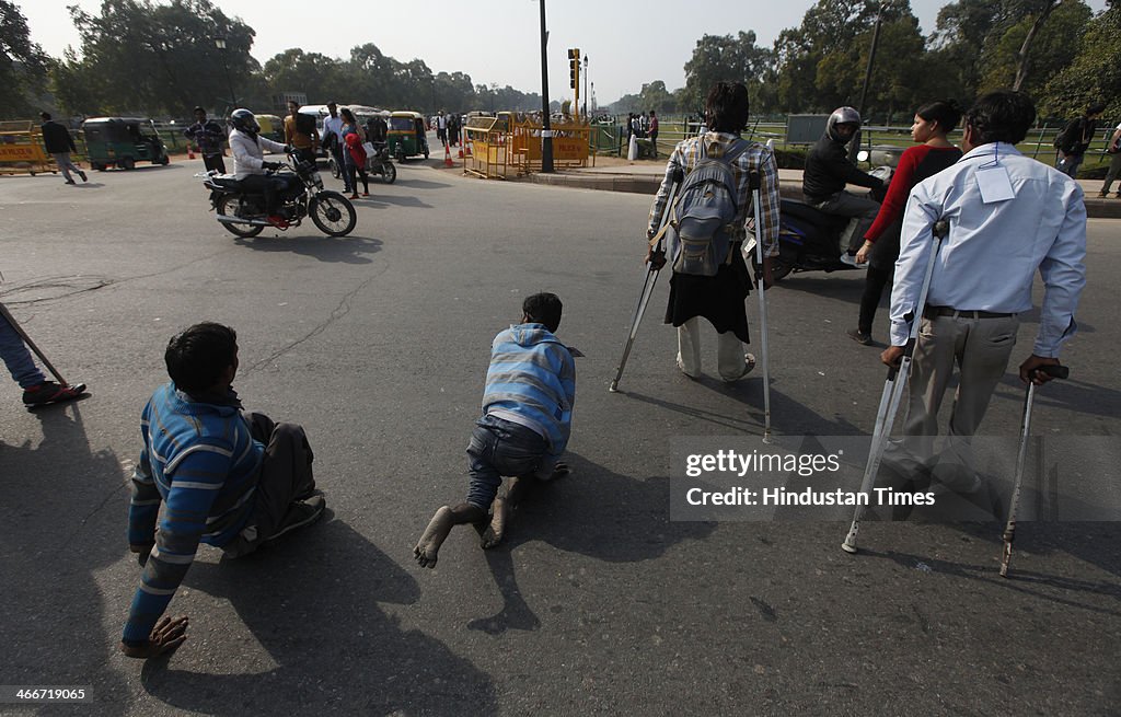 Disabled Rights Groups Protest For Amendments In Disability Rights Bill At India Gate
