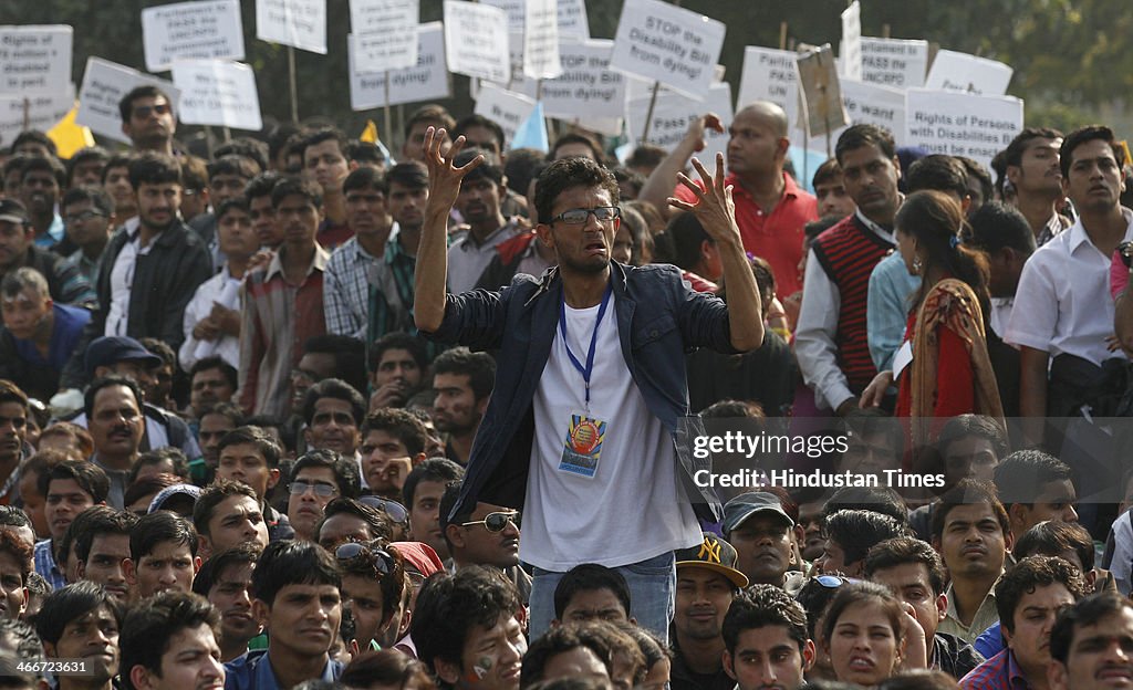 Disabled Rights Groups Protest For Amendments In Disability Rights Bill At India Gate