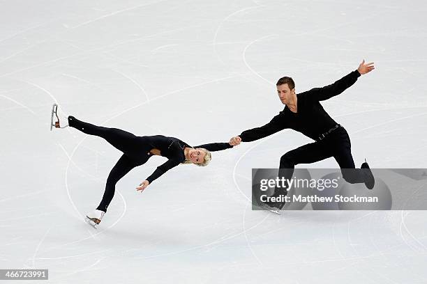 Dylan Moscovitch and Kirsten Moore Towers of Canada practice during Figure Skating Pairs training ahead of the Sochi 2014 Winter Olympics at Iceberg...