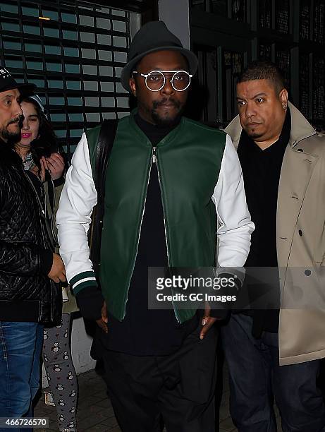 Will I Am arrives at Scotch of St James for The Voice judge open mic night on March 18, 2015 in London, England.