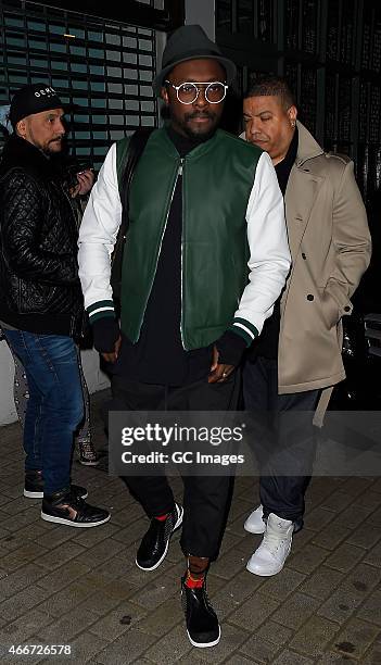 Will I Am arrives at Scotch of St James for The Voice judge open mic night on March 18, 2015 in London, England.