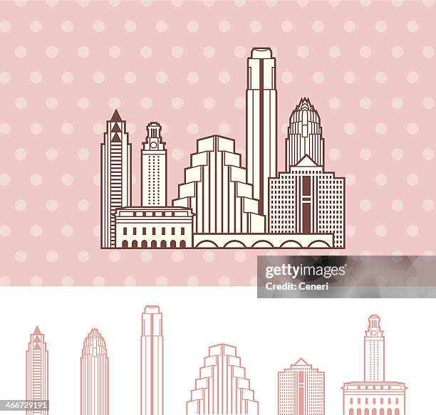 austin, texas cityscape skyline - austin texas skyline stock illustrations