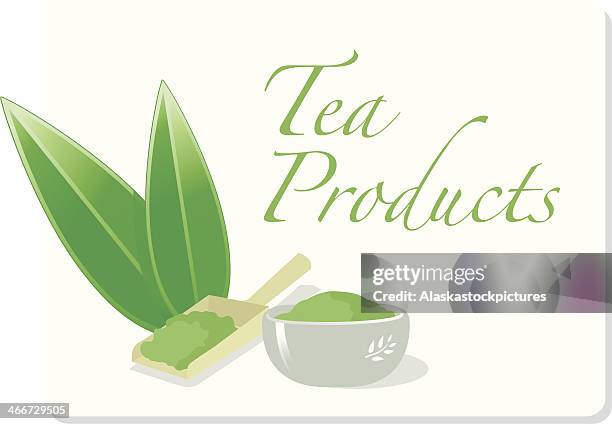 green teaproducts. - tea leaf stock illustrations