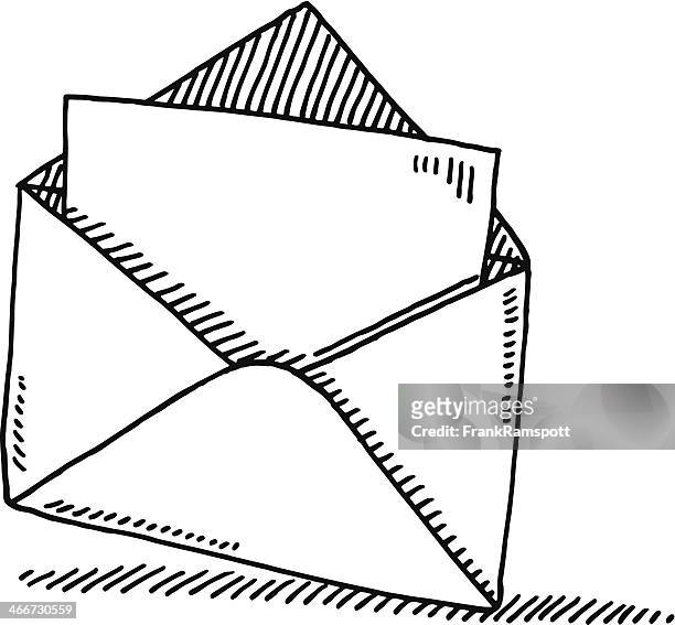 open envelope letter symbol drawing - kleurenverloop stock illustrations
