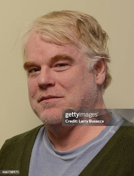 Philip Seymour Hoffman poses for a portrait during the 2014 Sundance Film Festival at the Getty Images Portrait Studio at the Village At The Lift on...