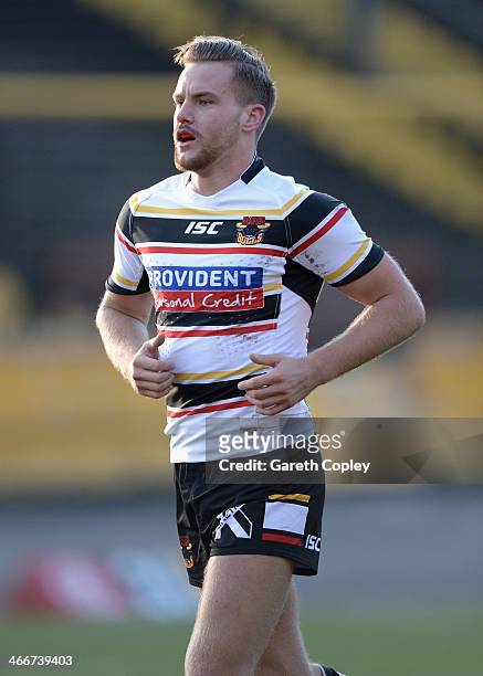 Jamie Foster of Bradford during the pre season friendly match between Bradford Bulls and Castleford Tigers at Odsal Stadium on February 2, 2014 in...