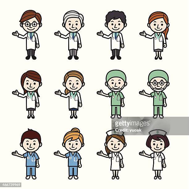 health care workers showing - male nurse stock illustrations