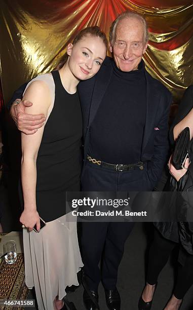 Sophie Turner and Charles Dance attend the "Game Of Thrones: Season 5" UK Premiere After Party at the Tower of London on March 18, 2015 in London,...