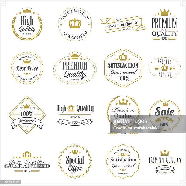 golden premium quality stamps - excellence award stock illustrations