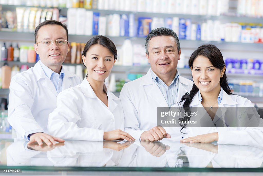 Group of pharmacists at the drugstore