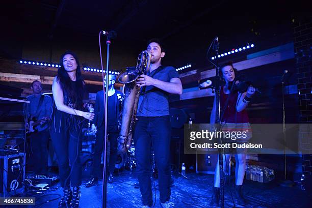 Baroque pop band San Fermin performs onstage during the Secret Sounds showcase at Holy Mountain on March 18, 2015 in Austin, Texas.