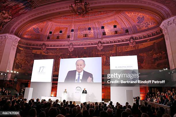 Director-General of UNESCO Irina Bokova and Chairman & Chief Executive Officer of L'Oreal and Chairman of the L'Oreal Foundation Jean-Paul Agon...