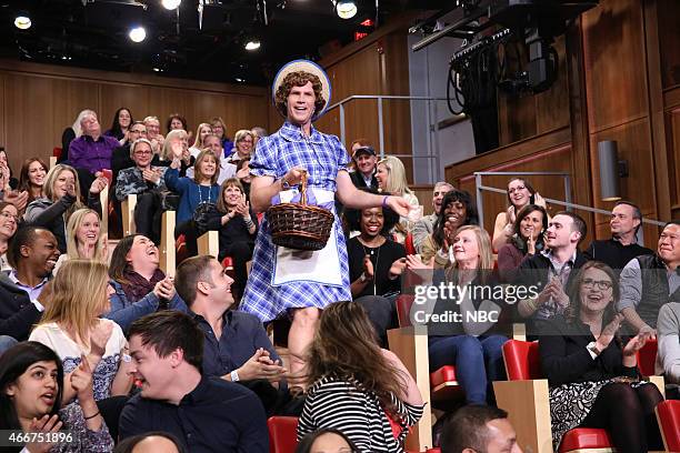 Episode 0227 -- Pictured: Actor Will Ferrell, dressed as Little Debbie, during an interview with host Jimmy Fallon on March 18, 2015 --