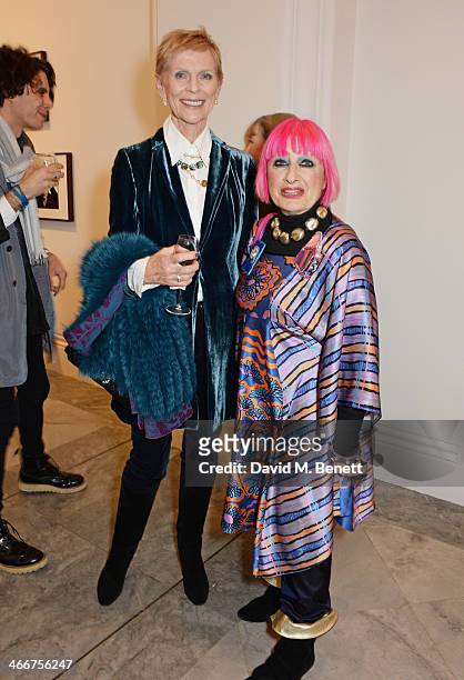 Paulene Stone and Zandra Rhodes attend a private view of Bailey's Stardust, a exhibition of images by David Bailey supported by Hugo Boss, at the...