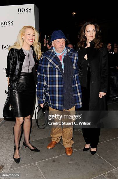 Jerry Hall, David Bailey and Catherine Bailey attend the VIP private view of David Bailey: Bailey's Stardust at National Portrait Gallery on February...