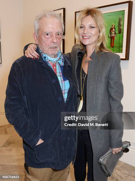 David Bailey and Kate Moss attend a private view of Bailey's Stardust, a exhibition of images by David Bailey supported by Hugo Boss, at the National...