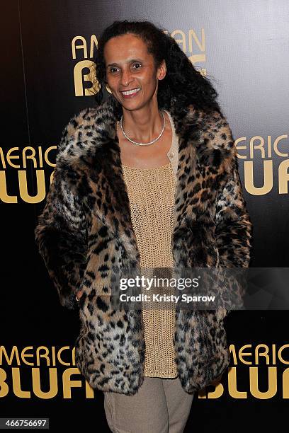 Karine Sylla attends the 'American Bluff' Paris Premiere at Cinema UGC Normandie on February 3, 2014 in Paris, France.