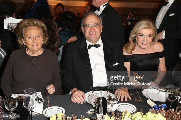 Bernadette Chirac, David Khayat and Marianna Vardinoyannis attend the David Khayat Association 'AVEC' Gala Dinner on February 3, 2014 in Versailles,...
