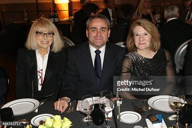 Mireille Darc, Xavier Bertrand and Catherine Pegard attend the David Khayat Association 'AVEC' Gala Dinner on February 3, 2014 in Versailles, France.
