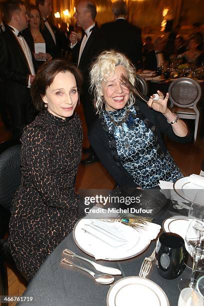 Kristin Scott Thomas and Ellen Von Unwerth attend the David Khayat Association 'AVEC' Gala Dinner on February 3, 2014 in Versailles, France.