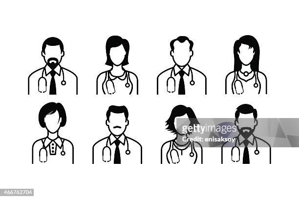 doctor icons - black shirt vector stock illustrations