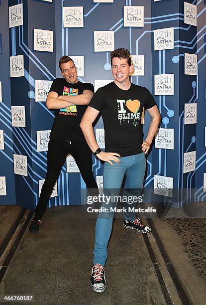 Luke Ryan and Wyatt Nixon-Lloyd pose during a media call to announce nominees and voting open of the 12th Annual ASTRA Awards at The Carriageworks on...