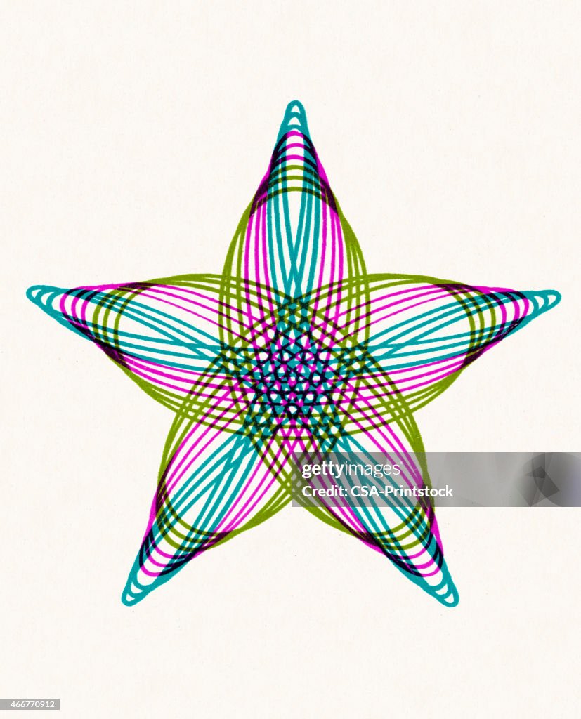 Multi Color Star Shape Line Drawing