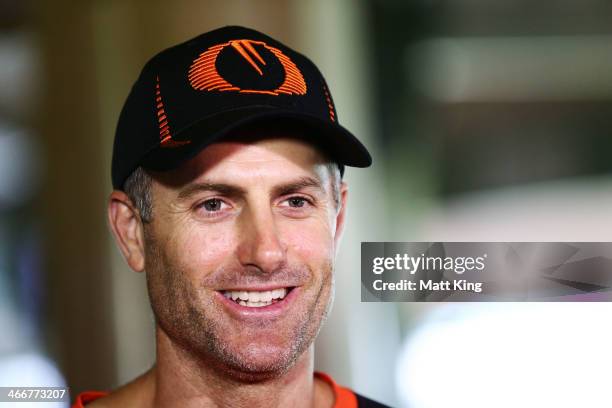 Scorchers captain Simon Katich speaks to the media during a Perth Scorchers Big Bash League press conference at Sydney Cricket Ground on February 4,...