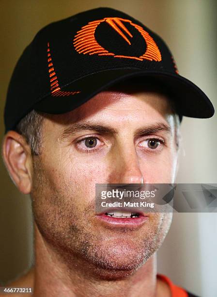 Scorchers captain Simon Katich speaks to the media during a Perth Scorchers Big Bash League press conference at Sydney Cricket Ground on February 4,...