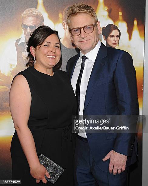 Actor/director Kenneth Branagh and Lindsay Brunnock arrive at the Los Angeles Premiere of 'Jack Ryan: Shadow Recruit' at TCL Chinese Theatre on...