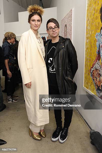 Tali Lennox and Christian Siriano attend the Tali Lennox Exhibition Opening Reception at Catherine Ahnell Gallery on March 18, 2015 in New York City.