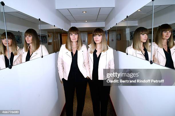 Group Brigitte, Aurelie Saada and Sylvie Hoarau attend the 'Vivement Dimanche' French TV Show at Pavillon Gabriel on March 18, 2015 in Paris, France.