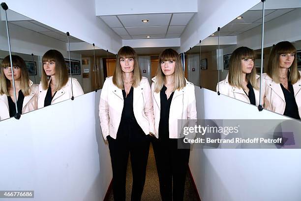 Group Brigitte, Aurelie Saada and Sylvie Hoarau attend the 'Vivement Dimanche' French TV Show at Pavillon Gabriel on March 18, 2015 in Paris, France.