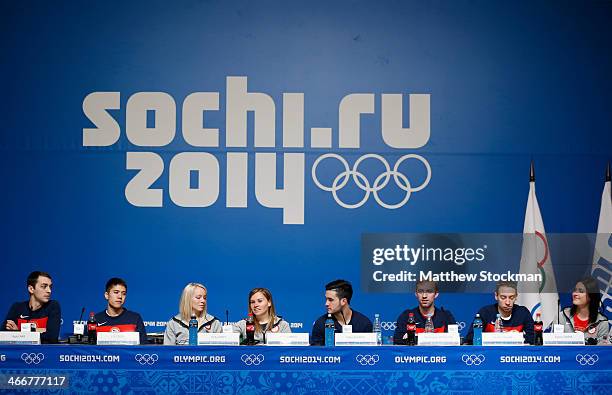 Kyle Carr, J.R Celski, Emily Scott, Jessica Smith, Eddy Alvarez, Christopher Creveling, Jordan Malone and Alyson Dudek attend a United States Short...