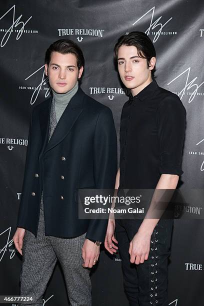 Peter Brant and Harry Brant attend the Joan Smalls True Religion Collection launch event at Gramercy Park Hotel Rooftop on March 18, 2015 in New York...