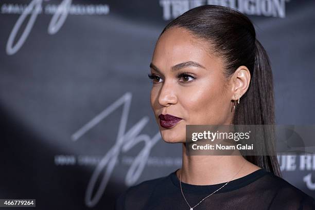 Model Joan Smalls attends the Joan Smalls True Religion Collection launch event at Gramercy Park Hotel Rooftop on March 18, 2015 in New York City.