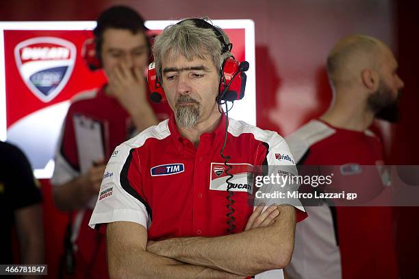 Gigi Dall'Igna of Italy and Ducati Team looks on during the MotoGP Tests in Sepang - Day One at Sepang Circuit on February 4, 2014 in Kuala Lumpur,...