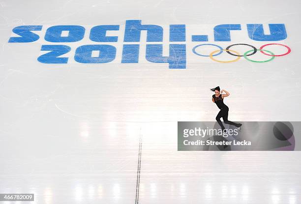 Kaetlyn Osmond of Canada practices during a figure skating training session ahead of the Sochi 2014 Winter Olympics at the Iceberg Skating Palace on...