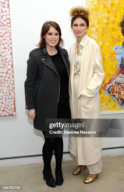 Princess Eugenie of York and Tali Lennox attend Tali Lennox Exhibition Opening Reception at Catherine Ahnell Gallery on March 18, 2015 in New York...