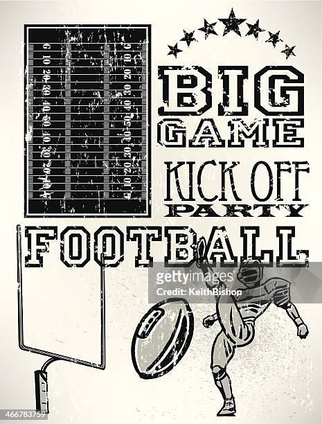 football player, field, ball and big game retro - goal post stock illustrations