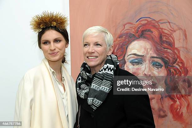 Artist Tali Lennox and singer Annie Lennox attend Tali Lennox Exhibition Opening Reception at Catherine Ahnell Gallery on March 18, 2015 in New York...