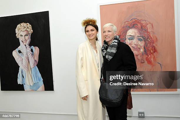 Artist Tali Lennox and singer Annie Lennox attend Tali Lennox Exhibition Opening Reception at Catherine Ahnell Gallery on March 18, 2015 in New York...