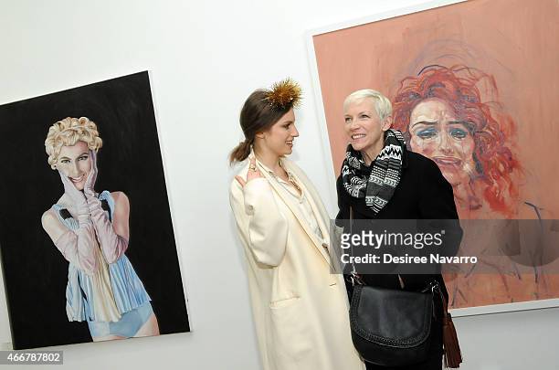 Artist Tali Lennox and singer Annie Lennox attend Tali Lennox Exhibition Opening Reception at Catherine Ahnell Gallery on March 18, 2015 in New York...