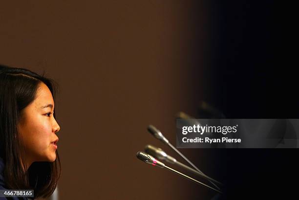 Ski Jumper Sara Takanashi conference at Gorki Press Center ahead of the Sochi 2014 Winter Olympic on February 4, 2014 in Sochi, Russia.