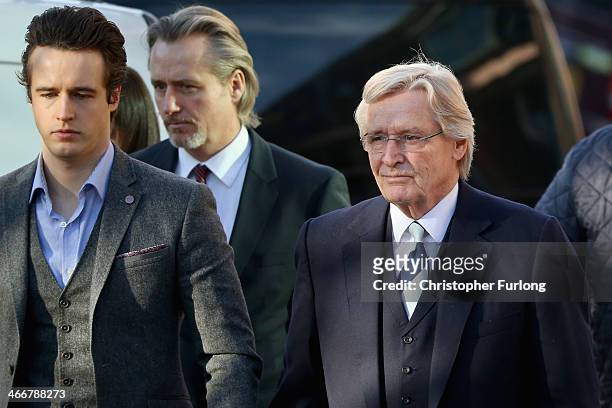 Actor William Roache arrives at Preston Crown Court with his sons James Roache and Linus Roache for his trial over historical sexual offence...